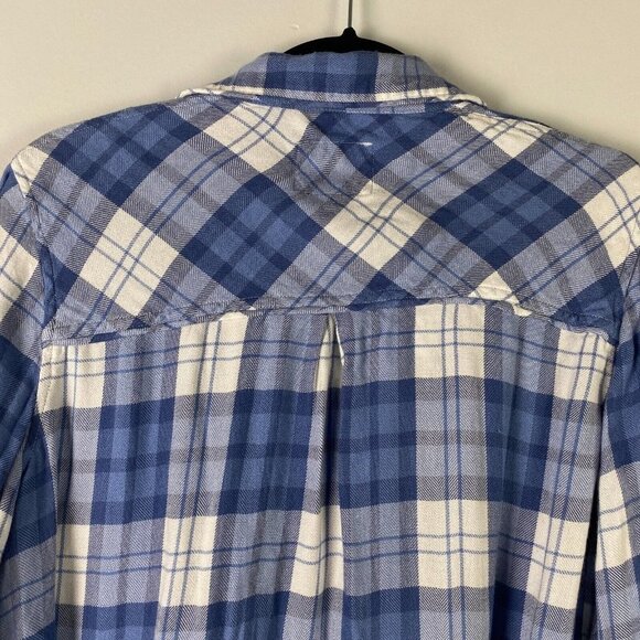 Rails Clara Flannel Button Front Pajama Shirt Size Small Blueberry White Plaid - Picture 7 of 10